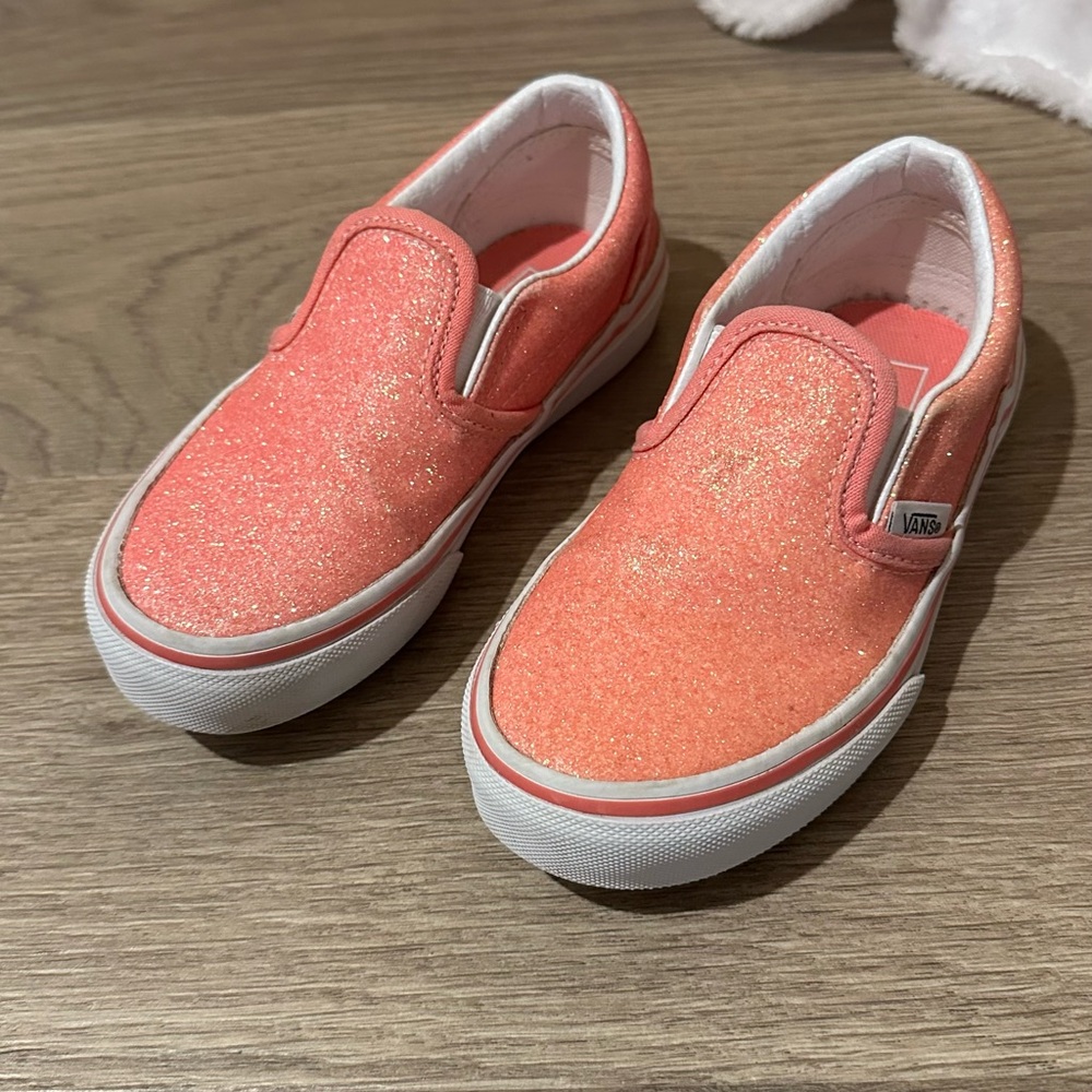 Vans Kids Sparkly Coral Slip-On Sneakers